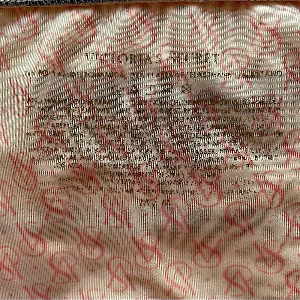 Victoria’s Secret bikini swim bottoms stripes peach teal front cross over band M